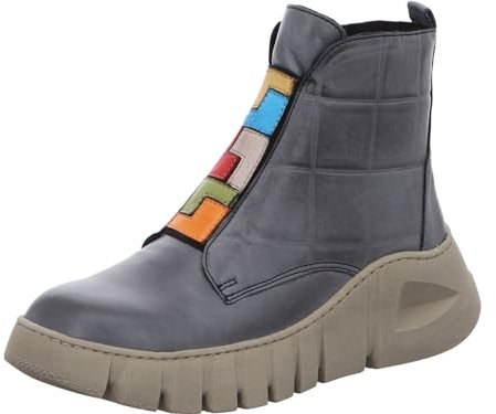 Gemini Damen Stiefelette geometrische Formen Reißverschluss Profilsohle 033309-02, Größe:38 EU, Farbe:Grau