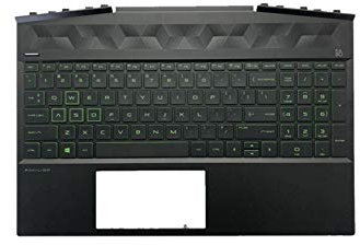 Replacement for HP Gaming Pavilion 15-DK 15-DK0126TX TPN-C141 Laptop Upper Case Palmrest Green Keyboard Assembly Part L57593-001 AP2K8000310