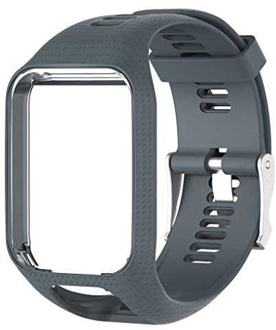 rongweiwang Silicone Bracelet de Rechange pour TomTom 2/3 Runner 2/3 Spark 3, Gris, 25 mm, 250 mm