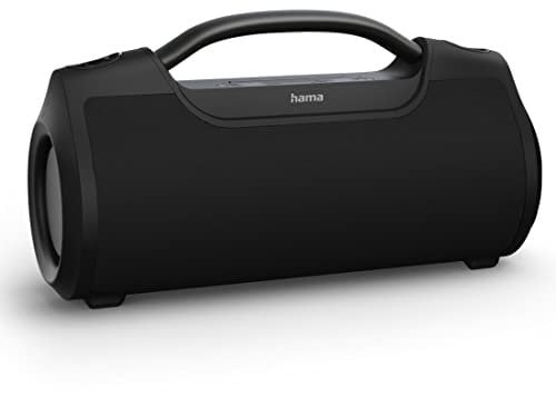 Hama Bluetooth Musikbox SoundBarrel (Bluetooth Lautsprecher wasserdicht nach IPX6, tragbare Musikbox 60 W, 12h Akku, Power Pack) schwarz