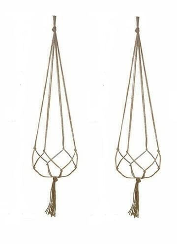 LTY Pair of (2) 90cm Macrame Plant Hanger Holder Indoor Outdoor Hanging Planter Basket Rope Pot Holder Jute Rope