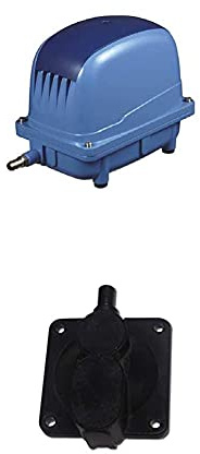 AquaForte Energiesparende Luftpumpe AP-60, 65L/min (bei 1 m), Max. Druck: 3,5 m, 38 W + Membranenset AP-60/80/100, Ersatzteil, Schwarz, Weiß + Luftkammerset AP-60/80/100, Ersatzteil, Schwarz, Weiß