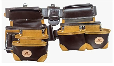 Zeluga ZL112TB Heavy Duty Leather Framer Tool Bag Set, Brown