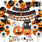 Halloween Deko Kinder Set, Deko Halloween Party, Halloween Luftballons mit 24 Foto Requisiten, Halloween Banner, Spinne, Fledermaus,Hexe, Kürbisgeist Folienballons für Halloween Deko Indoor & Outdoor