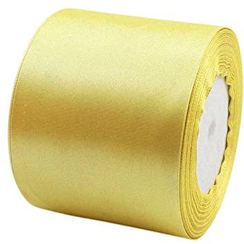 23m Satinband Geschenkband Hell Gold 75mm Breit,Trauer Band Schleifenband Satin Dekoband Geschenkverpackung Deko Band Stoffband für Halloween Weihnachten Hochzeit Taufe Geburtstag DIY-Handwerk