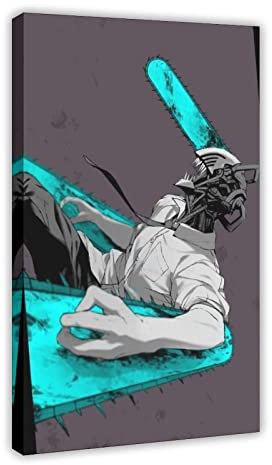 EFEZAC Anime Chainsaw Man Poster 2 Canvas Poster Wall Art Decor Print Picture Paintings for Living Room Bedroom Decoration Frame-style 16x24inch(40x60cm)