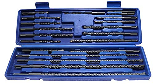 Samnuerly Bohrer-Set 20-teiliges Elektro-Hammerbohrer-Bit-Set SDS-Meißel-Kunststoff-Kastenschaft-Schlag-Rotations-Betonmauerwerk-Bohren, Nuten Neu