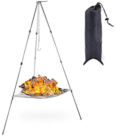 Tragbare Feuerstelle für den Außenbereich, Campingofenstativ – 2023 neue verbesserte Lagerfeuerstelle, zusammenklappbar, Netz-Feuerstellen, Kamin für Camping, Lagerfeuer, Terrasse, Hinterhof und