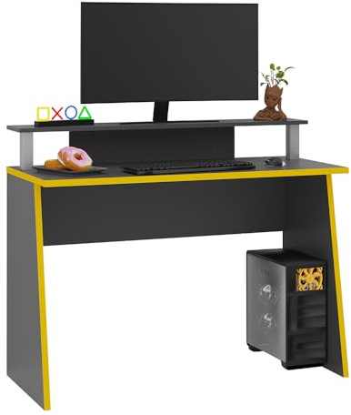 Lomadox Jugendzimmer Gaming Schreibtisch in anthrazit mit orange, B/H/T ca. 93/117/50 cm