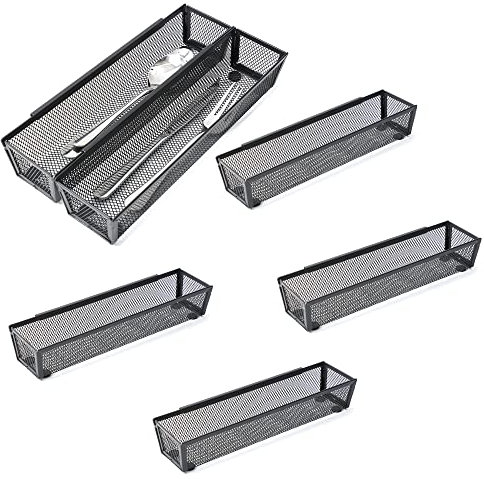 Besteck-Schubladen-Organizer, Küchenschublade, Utensilien, Besteckkasten, Bürobedarf mit ineinandergreifenden Armen, Schubladenteiler, Organizer für Besteck, Zuhause, Büro, Schule, Schlafzimmer (12 x