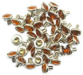 WedDecor Plum Crystal Rivets, Diamante Acrylic Rhinestone Studs with Pins for Clothing Decoration, DIY Leathercrafts, Purses Embellishment, Arts & Crafts Projects, 10mm, Mustard Orange, 50pcs