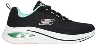 Skechers Damen ausgestrahlt Skech-AIR META AUSGELUFT, Schwarzer Netzstoff, Aquamarin mit Lavendel, 38 EU