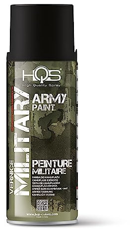 HQS High Quality Spray Bombe aérosol 400 ml de peinture Camouflage Army, Noir Opaque
