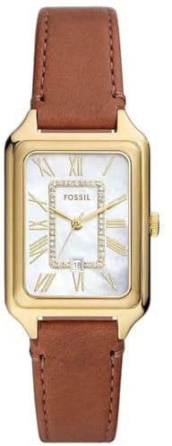 Fossil Damenuhr Raquel quarz/3 Zeiger datum Uhrwerk 26mm Gehäusegröße mit einem litehide™ Lederarmband ES5307