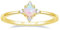 Titaniumcentral Vorsteckring Damen Schmal 14K Vergoldet Opal Ring Zirkonia Zierlich Verlobungsringe Eheringe Versprechen Ringe (Gelbgold,60 (19.1))
