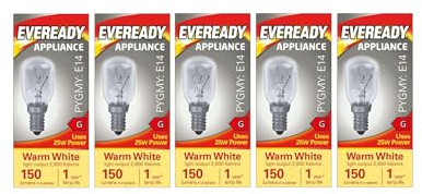 kanta 5 x 25w Pygmy Light Bulb SES (E14) Oven Appliance/Salt/Lava/Nightlight/Decorative/Signs - Warm White