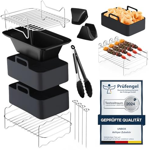 UNBOX Ninja Heißluftfritteuse Zubehör für Ninja Foodi Max Dual Zone AF400EU, AF300EU - 15-teiliges Airfryer Zubehör Set für Cosori 8,5L - BPA-frei
