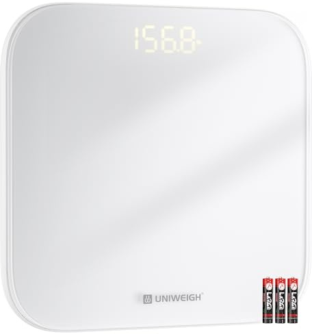 UNIWEIGH Kitchen and Bathroom Scale Bundle-Digital Food Scale 11lb | Slim body weight Scale 400lb,Tempered glass,touch button LCD display,Precise Weight Measuring and Portion Control,white