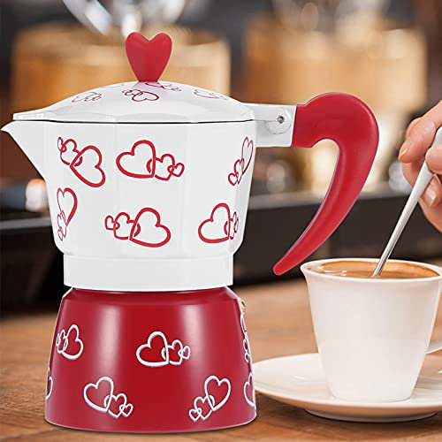 Aluminium Langlebige Kaffeemaschine Wasserkocher Topf Haushalt Büro (Rote Herzen, sei vorsichtig)