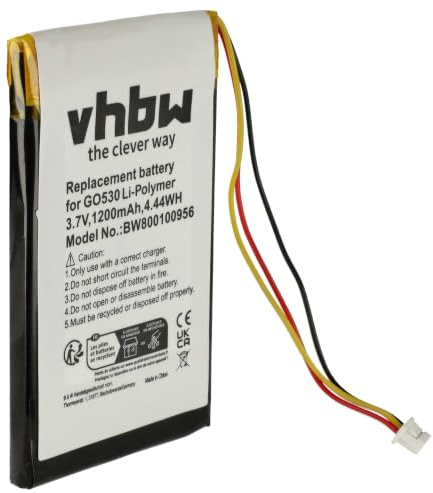 vhbw Akku kompatibel mit Tomtom Go 730 Traffic | 930, 930T, 930 Traffic, 730 GPS Navigation Navi (1200 mAh, 3,7 V, Li-Polymer)