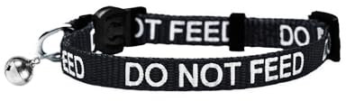 LARRYROO Katzenhalsband mit Aufdruck Do Not Feed, weiches Nylon und Sicherheitsschnalle, Schwarz