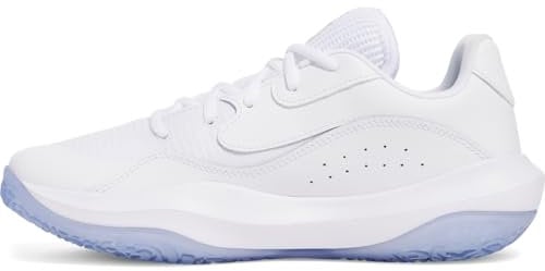 Under Armour Unisex UA Lockdown 7 Low Basketball Schuhe, White/White/Metallic Silver, 40.5 EU