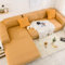 Bishilin Sofa Überzug Ecksofa 3 Sitzer, Couchbezug Eckcouch Universal Modern Einfarbig Gelb 190-230CM Sofabezug Elastisch rutschfest