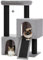 PAWZ Road Fabriqué en UE - Grand arbre à chat - Troncs de 11 cm d'épaisseur avec double grotte extrêmement grande, entièrement recouvert de fisal, convient aux grands chats, 114 cm de haut, noir et
