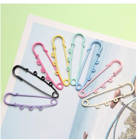 Wisafory Lot de 32 épingles à nourrice de 6 cm avec 3 trous - 8 couleurs - Pour broches, jupe, tricots, artisanat, vêtements, couvertures
