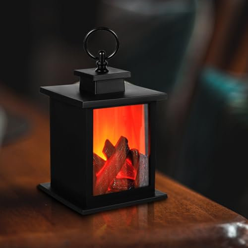 Mini camino lanterna, luce decorativa per camino elettrico portatile senza fiamma