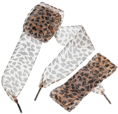 CALLARON 1 Paires Lacets à Imprimé Léopard - Remplacement des Lacets tendance imprimés, Lacet Plats Élégants De 4 cm De Large À Imprimé Léopard pour Bottes Et Chaussures Décontractées, 130 x 4 cm