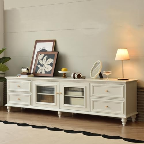 Mueble De TV Flotante Mueble De TV De Madera Maciza Mueble De TV Retro De Salón Sencillo Mueble De TV Negro De Lujo Ligero De Estilo Americano(Blanco,160 * 40 * 55CM)