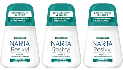 Narta Damen Deodorant, 3 x 50 ml, Unparfümiert, Flüssigkeit, 4 Tage, Behandlung für übermäßiges Schwitzen
