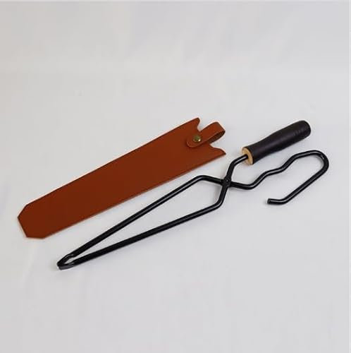 Kaminzange Kaminholzzange, Feuerholzzange,Kaminbesteck Innen Brennholzzange, für Lagerfeuer Kaminöfen Kohlezange，Grill, Kaminöfen 41.5CM (Schwere Kaminzangen mit Lederbezug)
