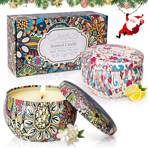 Duftkerze Geschenkset, Kleine Duftkerzen Geschenke Set für Adventskalender Weihnachten mit Natürliches Sojawachs Duftkerze mit Zitrone Jasmin, Duftk Deko Aromatherapie Kerzen für frauen Damen Mama
