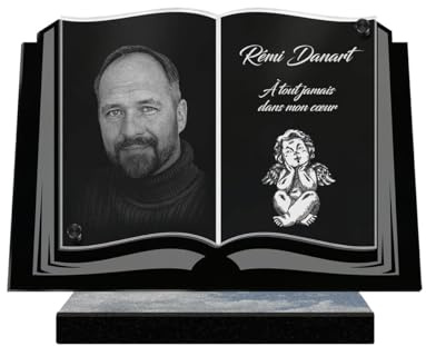 ETERNEL - Personalisierte Grabplatte Buch Engel Schutzengel Foto und Text anpassbar, lasergravierte Grabplatte für Hommage, Grabplatte, Grabstein, Beerdigung, Gedenken