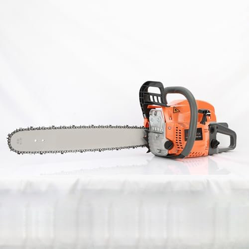 joukares 1 Satz 58cc Benzin-Kettensäge, 20 Zoll Akku-Kettensäge mit Führungsstababdeckung, Kette, Installationssatz, Ölkanne, Trichter, Benzin-Kettensäge zum Hacken von Baumstämmen