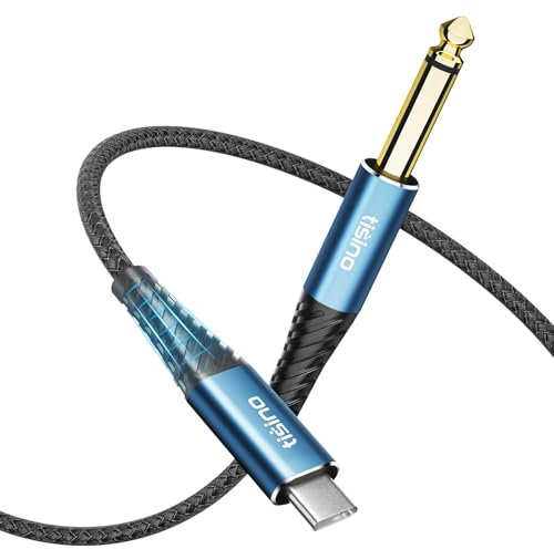 Tisino USB C auf 6,3mm TS Guitar Cable, 6,3mm Klinke TS auf USB Typ C Bass/Gitarre Aufnahmegerät Kabel Instrumentenkabel, Kompatibel mit Laptop/PC/Smartphone mit USB C Anschlüssen (3M)