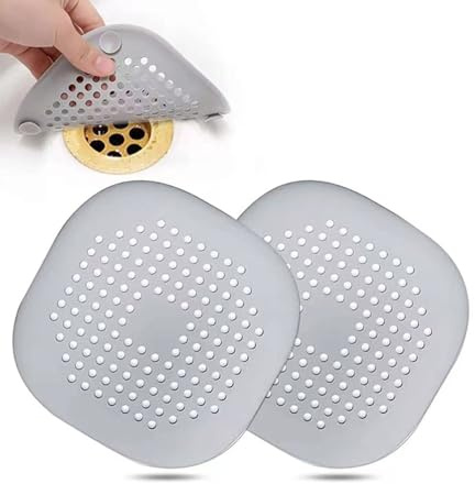 Wagoodter 2 Stück Silikon Drain Strainer Haarsieb Dusche Abflusssieb Silikon mit Saugnapf für Badezimmer, Dusche, Badewanne, Küche (Grau)