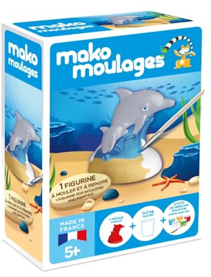 mako moulages 39116 Dolphin and His Baby- Creative Hobbies Kit - Plaster and Painting - 1 Red Latex Mould - Hand-Made in France - For Ages 5 and Above