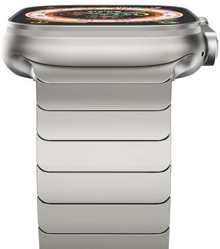 NewWays Edelstahl Armband Kompatibel mit Apple Watch 49mm 46mm 45mm 44mm,Metall Ersatzband für iWatch Ultra 2/Ultra SE Serie 10 9 8 7 6 5 4,Titan