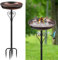 ODSNANIE Vogeltränke Stehend Futter Schale Wasserstelle für Garten, Metall Vogelbecken Schüssel Wildvogeltränken Wassertränke, Vogeltränke Groß Frostsicher Winterfest Vogelbad （Alte Bronze）