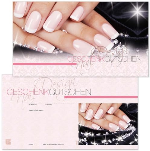 GESCHENKGUTSCHEINcom - 25 Blanko Geschenkgutscheine - Formular mit Motiv für Nailart Fingernagelstudio Nagelverlängerung KS1270-25-V1