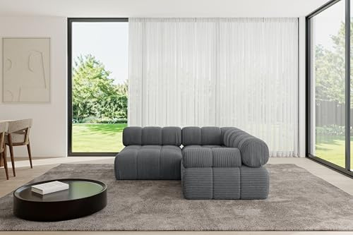 ALTDECOR Modulares Sofa Ecksofa in L-Form Corner modular Sofa Eckcouch Couch Wohnlandschaft Cauchsofa Polstersofa Mende-L1-190x190x70 cm Dunkelgrau