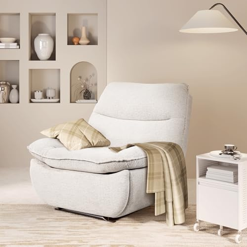 Softa Relaxsessel, Pushback, Liegesessel mit versteckte Aufbewahrung, Schlafsessel mit verstellbare Rückenlehne, Fernsehsessel im Schlafzimmer Beige