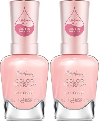 Sally Hansen Color Therapy Nagellack mit Arganöl Rosy-Quartz, Rosa, sofort pflegender Farblack mit glänzendem Finish, Nr. 220, 1 x 14 ml (Packung mit 2)