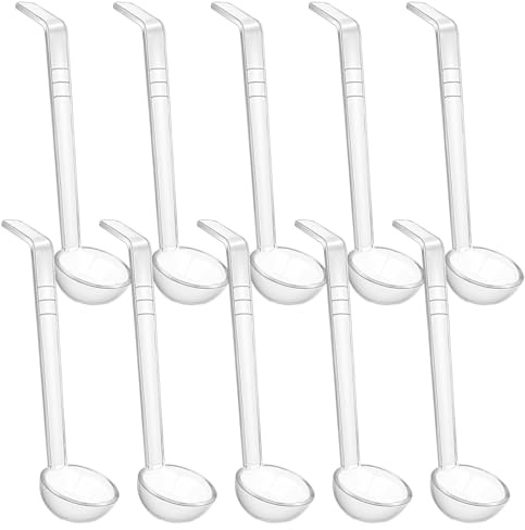 Lot de 10 mini louches en plastique transparent 6,7 x 5,6 cm pour cocktails et jus