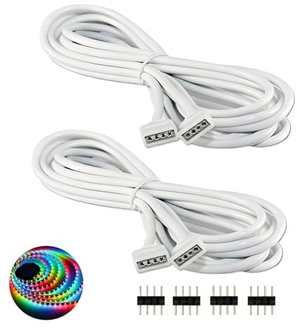 Pevlkawr Led Strip Verbinder Verlängerungskabel 2 stück 2M Verlängerung Anschluss Kabel für LED RGB-Strip 4 pin für LED Strip Licht DIY Zubehör Einfache Installation