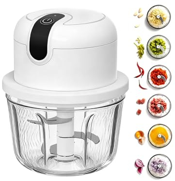 MIUUIPI Zwiebel Zerkleinerer 350ml, Gemüseschneider Elektrisch mit 3-Edelstahlklingen, USB-Aufladung, Küchenmaschine für Zwiebeln Knoblauch Gemüse Obst Fleisch Nüsse