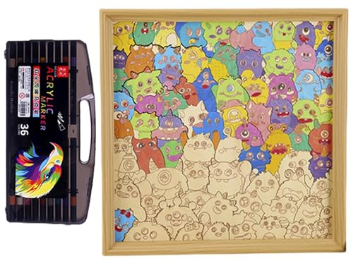 De Holz - Spielzeug-Set und Dekoration mit Rahmen aus Holz, Puzzle-Bilderrahmen, für und Mädchen, Zuhause, Familie, Freunde, Innenräume, Klassenzimmer und